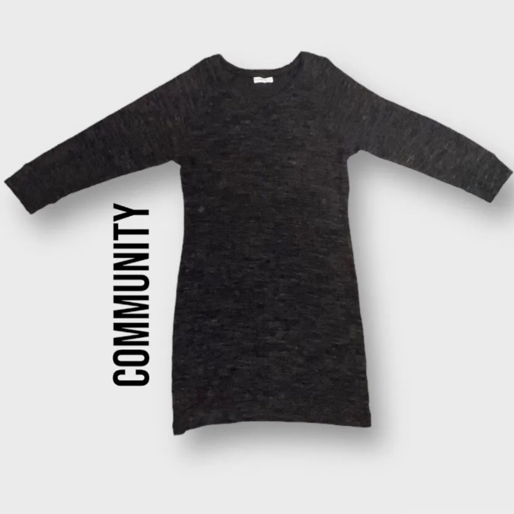 Aritzia Community Knit Sweater Mini Dress Minimalist Charcoal Gray XS